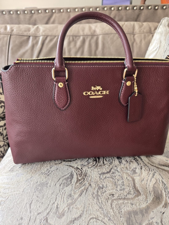 Coach Handbags - Coach Burgundy Pebbled Leather Satchel with Gold Hardware
